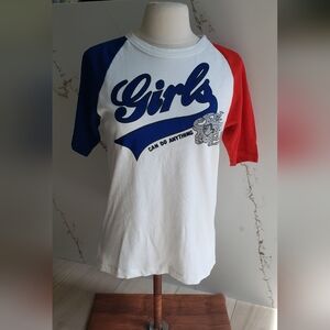 Zadig & Voltaire Girls Raglan Tee S Red White Blue Graphic Soft Cotton Ruby Top